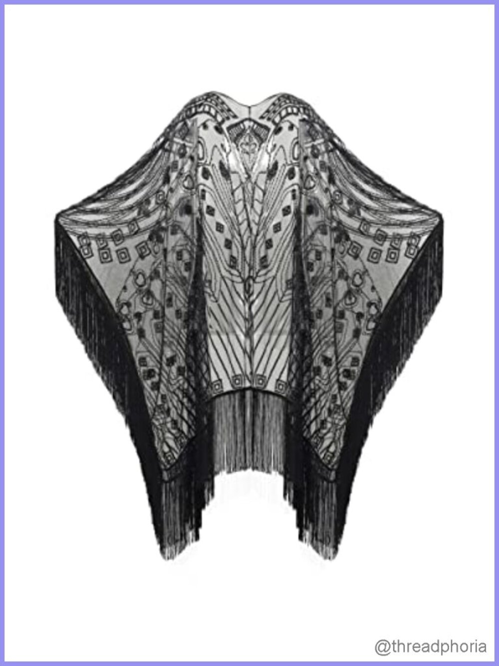 Sequin Beaded Fringed Shawl Wrap Evening Cape Scarf Cover Up